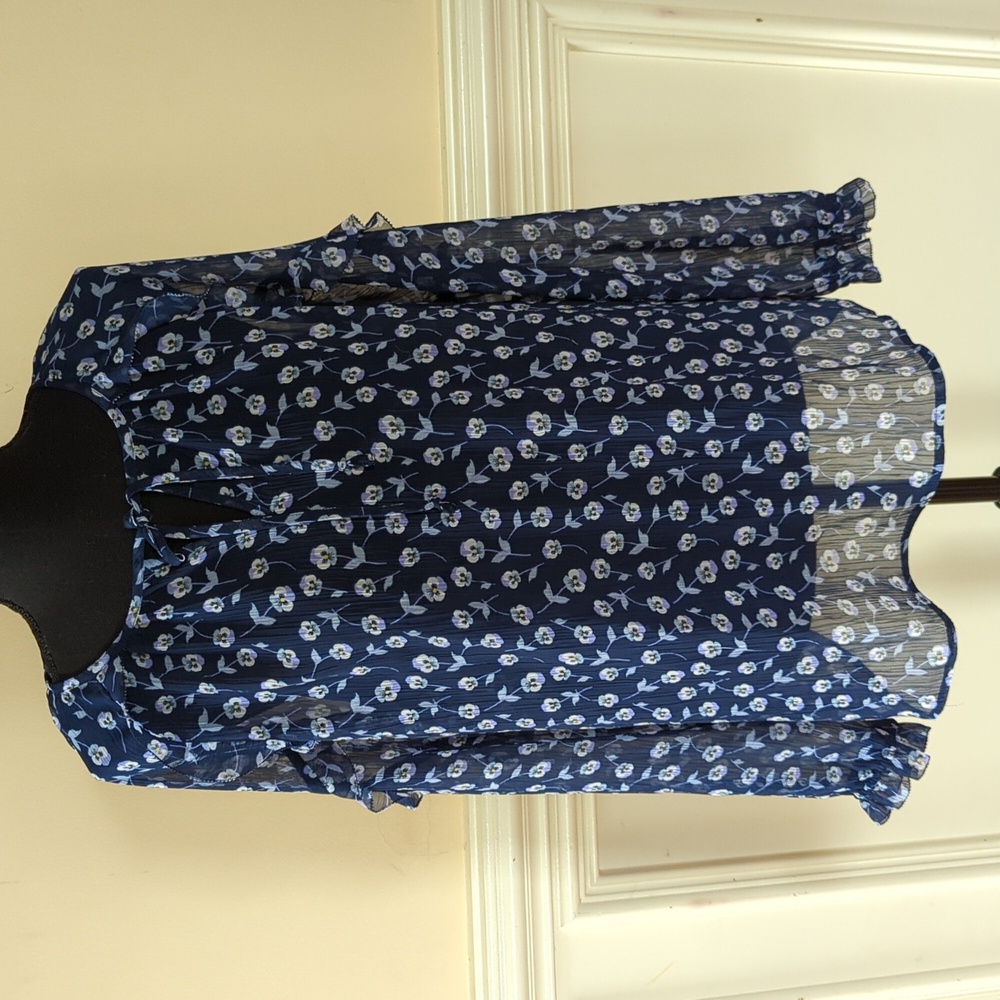 Liz Claiborne women's lined Floral Long Sleeve Blouse Sz Medium